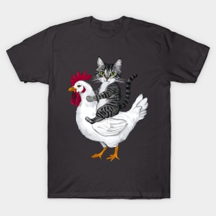 Funny Cat Riding Chicken T-Shirt